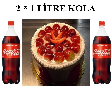 6-9 Kişilik Çilekli Yaş Pasta & 2x1 Lt Cola Şanlıurfa pasta