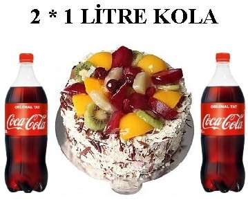 6-9 Kişilik Karışık Meyveli Yaş Pasta & 2x1 Lt Cola Şanlıurfa pasta