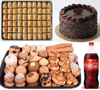 Aile Boyu Tatlı Paketi: Pasta Baklava Kuru Pasta ve İçecek Kombini Şanlıurfa pasta