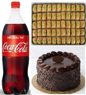 Premium Tatlı Menüsü Çikolatalı Yaş Pasta ve Fıstıklı Baklava Seti Şanlıurfa pasta
